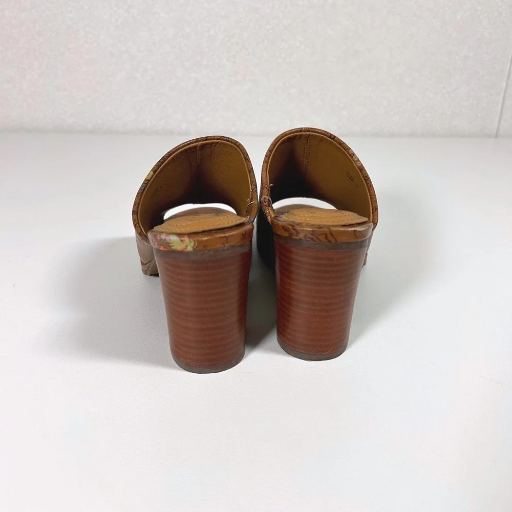 Patricia Nash Ottavia Floral Map Italian Leather Mules Block heel size 7.5 - Picture 4 of 9